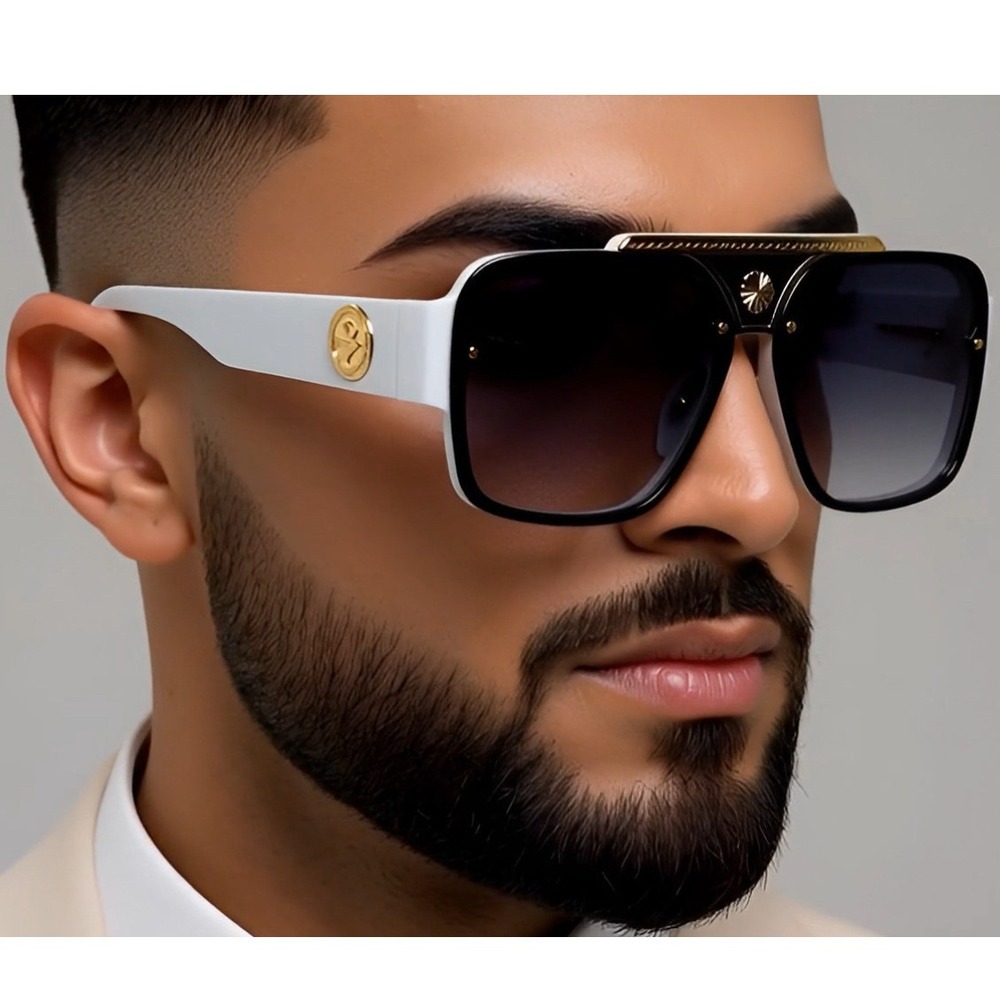 Hip Hop Sunglasses White Thick Frame Square Black Lens Party Beach Street Lentes